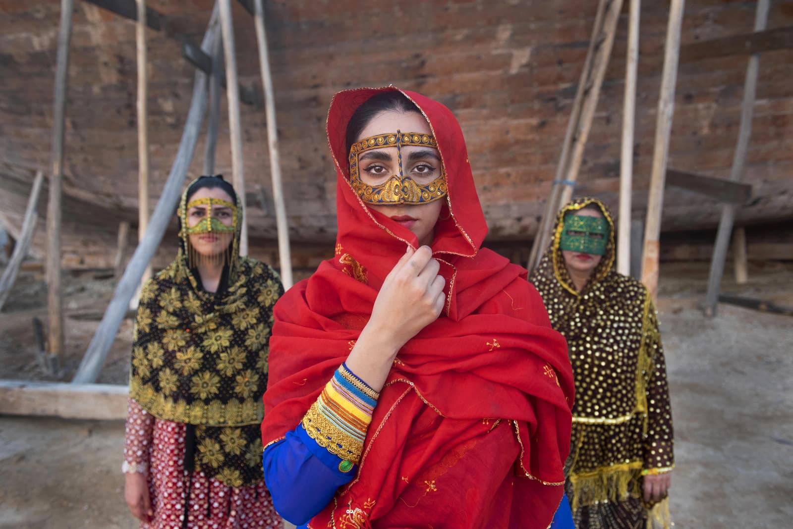 Family enjoying sunset on an Iranian beach